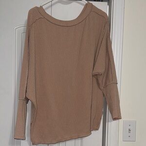 Reborn J Tan Ribbed Sweater